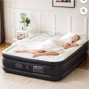 lot 4038 image: Air Mattress Queen with Built in Pump, 18-Inch Raised Inflatable Blow up Camping Bed, Self-Inflating Portable Colchones Inflables for Guests, Home, and Travel - Retail $70