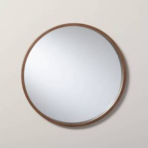 lot 833 image: 16 Round Wood Framed Wall Mirror Aged Oak - Hearth & Hand with Magnolia Bathroom, Circular, No Assembly Required