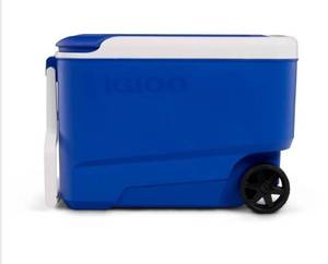 lot 16687 image: Igloo Wheelie Cool 38qt Rolling Cooler - Blue Odor & Stain-Resistant, Polyethylene
