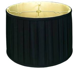 lot 4045 image: Royal Designs Shallow Drum English Box Pleat Basic Lamp Shade, Black with Gold, 15 x 16 x 10 (BS-748-16BLKGL)