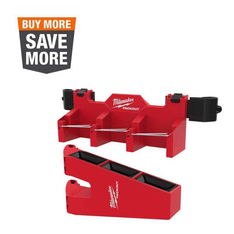 lot 21867 image: Milwaukee PACKOUT Long Tool Holder Tool Box Rack Attachment - Retail $50