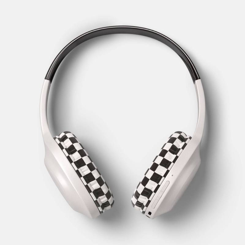 lot 30655 image: Wireless Built-In-Microphone Headphones - heyday Brown Checkered On-Ear, USB-C&nbsp