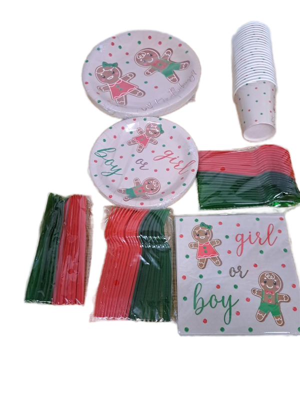lot 31382 image: Aribra Christmas Gingerbread Gender Reveal Decorations, Gingerbread Boy Or Girl Theme