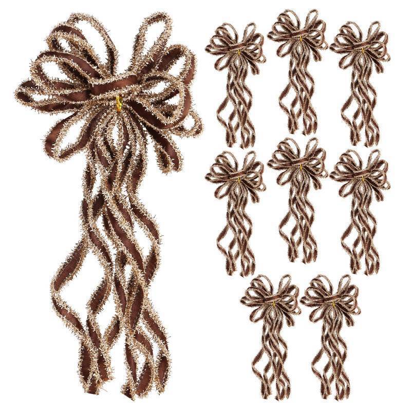 lot 31444 image: SY Super Bang 8 Pcs CoffeeGold Velvet Christmas Bows for Christmas Tree Decorations Door Wreath Garland Bow Ornaments, for Gift Wrapping Wedding Home Holiday Party Decor.&nbsp