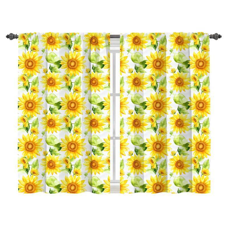 lot 31464 image: Worltoldb Sunflower Kitchen Curtains Cafe Curtains for Bathroom Dining Room Living Room Pocket Window Drapes 2 Panels Set 28x36