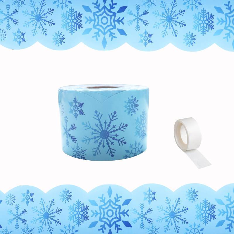 lot 165 image: 65 Winter Snowflake Bulletin Board Borders, Christmas Snowflake Rolled Border Trim