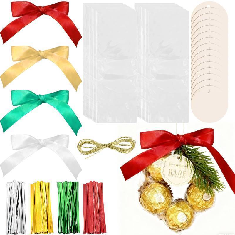 lot 215 image: 100 Sets Christmas Wreath Making Cellophane Bag Clear Plastic Bags