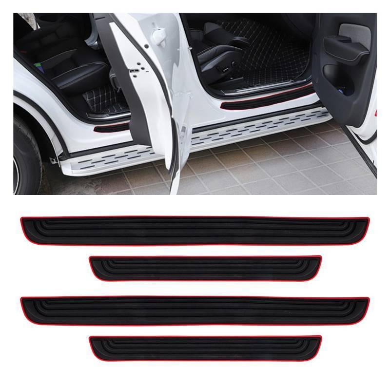 lot 253 image: 4PCS Car Door Threshold Protection, Car Door Sill Plate Step Protector, Rubber Door Edge Step Dust Shield Cover, Universal Anti-Scratch Exterior Accessories for Car SUV (Red borde)
