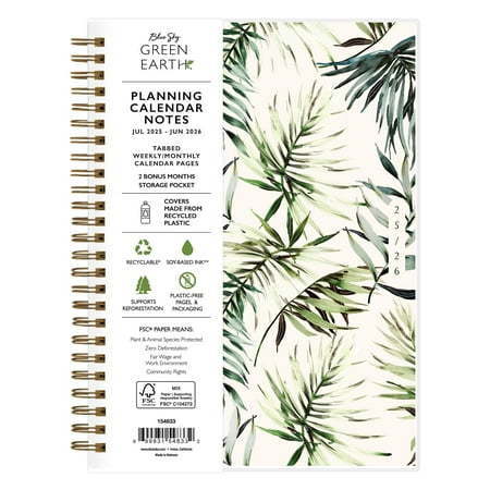 lot 273 image: Blue Sky Sustainability 2025-2026 Weekly and Monthly Academic Year Planner Calendar  July 2025 - June 2026  5.875  x 8.625   Flexible Cover From Recycled Plastic  Wirebound  Storage Pocket  Shawna - Retail $18