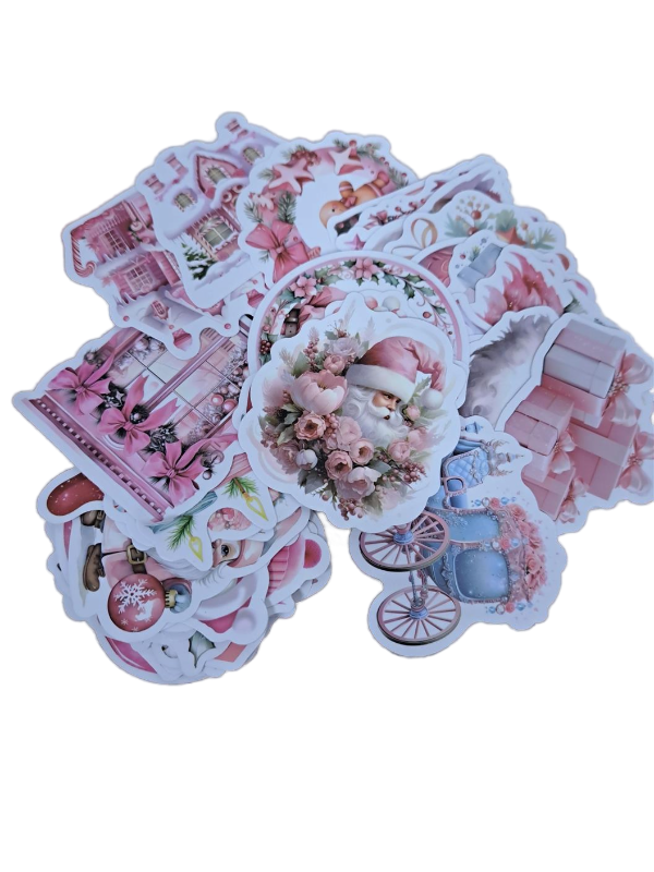lot 31596 image: Kicpot Pink Christmas Holiday Sticker Set 50 pcs 5 Pack