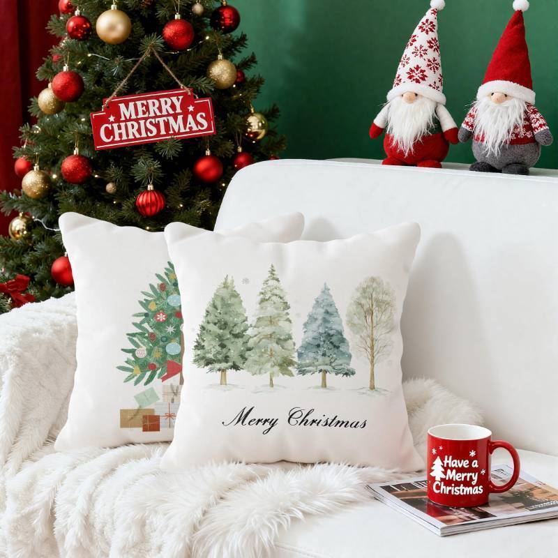 lot 31627 image: Christmas Pillows Covers 18x18 Inch - Christmas Party Decorations  Navidad Trees Throw Pillows  2 Pack