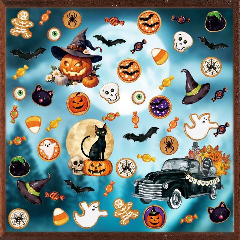 lot 325 image: Halloween Window Cling, Boo Ghosts Pumpkins Decals