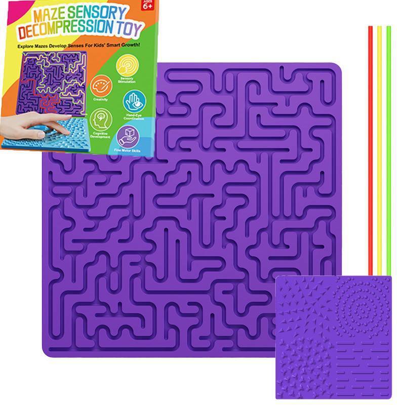 lot 333 image: 2 Packs of Purple Maze Exploration, Sensory Interaction, Stress Relief Sensory Activity Board