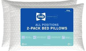 lot 847 image: Sealy Essentials All Positions Bed Pillow, King- Hexagon Pattern, Back, Stomach, and Side Sleeper (2 Count) - Retail $60