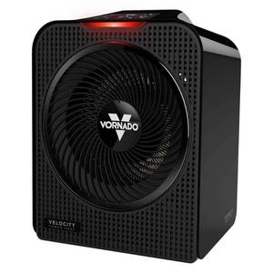 lot 2368 image: Vornado Velocity 5 Whole Room Space Heater  1500W  Digital Thermostat  Touch Controls and Timer  Black - Retail $107