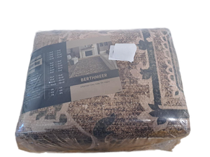 lot 4066 image: BERTHMEER 9x12 Large Area Rugs for Living Room Bedroom Office Brown and Green Vintage Non Slip Washable Farmhouse Dining Room Oriental Traditional Distressed Rugs - Retail $200