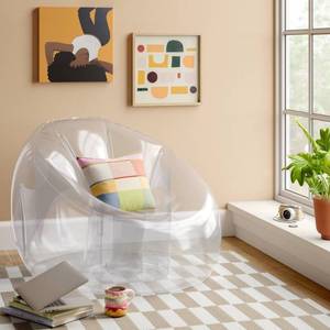 lot 4070 image: Inflatable Novelty Dorm Chair Clear - Room Essentials PVC Material, Indoor Lounging, Easy to Inflate, Spot Clean, No Tools Needed