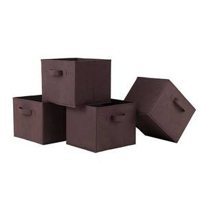 lot 4071 image: Set of 4 Capri Foldable Fabric Baskets Chocolate - Winsome Compatible with 11 Cube Storage System, Easy to Store