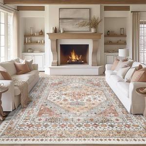 lot 4095 image: zesthome 9x12 Area Rugs, Stain Resistant Washable Rug,Ultra-Thin Rugs for Living Room,Bedroom,Non-Slip Backing Home Decor Large Area Rug (Orange,9x12) - Retail $130