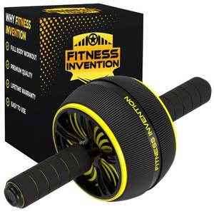 lot 4101 image: Fitness Invention Ab Roller Wheel - Ab Wheel Roller & Knee Mat - Rueda Para Abdominales - Abdominal Wheel - Abs Roller for Men & Women - Home Gym Equipment
