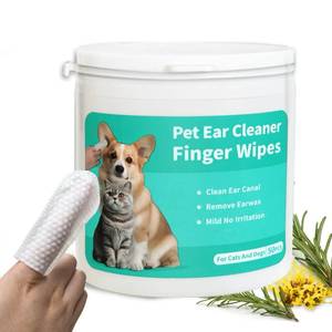 lot 9191 image: 2 Count of Nurhome Dog Ear Cleaner Wipes Grooming Kit Care for Dogs & Cats Pet Ear Relief Gently Remove Ear Wax Debris and Smelly 50 Pcs Unscented
