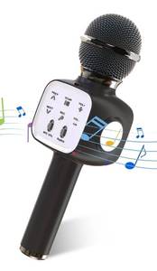lot 9196 image: Wireless Karaoke Microphone with LED Lights - Portable Handheld Mic Speaker for Kids & Adults, Bluetooth Speaker, Recording Function, Black WORKS -