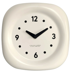 lot 9204 image: Sterling & Noble White Modern Wall Clock, Mainstays By Becky G. & Alejandra 6.3 Tabletop Clock, Off-White - Retail $25