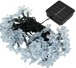 lot 9213 image: 3 Count of PRETXORVE 50LED Solar Flower Light String Holiday Decoration Lantern String