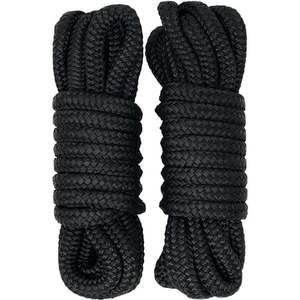 lot 879 image: Rainier Supply Co - 2 Pack 25  x 12  Double Braided Nylon Dock Lines - Black