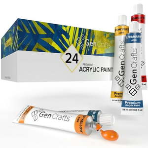 lot 884 image: 2 Boxes of GenCrafts 0.74 oz Multi-Color Semi-Gloss Acrylic Art Paint (24 Pack)