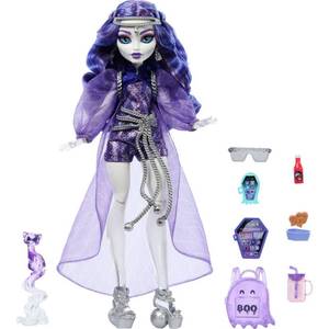 lot 887 image: Monster High 12.7 Spectra Vondergeist Fashion Doll Purple HairBlue Eyes with Pet Ferret Rhuen and Accessories