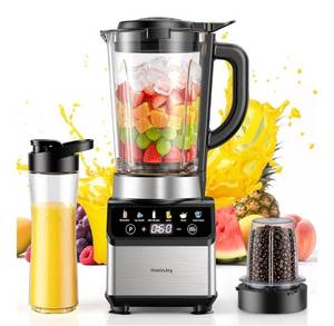 lot 893 image: Blender with 51oz Glass Pitcher, Grinder & To-Go Cup Combo, 10 Speeds Digital Touchscreen Blender for Smoothies, Shake, Crush Ice, Dishwasher Safe (DOES NOT WORK, MISSING LID) - Retail $120
