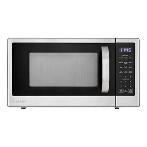 lot 2381 image: 21 in. 1.1 cu. ft. 1000-Watt Countertop Microwave Oven in Fingerprint Resistant Stainless Steel and Bar Handle (Missing Plate) - Retail $89