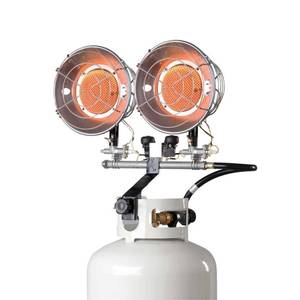 lot 2431 image: Mr. Heater 30 000 BTU 2 Burner Propane Tank Top Heater with Auto Shut Off - Retail $98