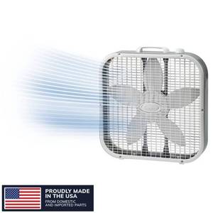 lot 2437 image: Lasko 20 Energy Efficient Box Fan with 3 Speeds  22  H  White  B20201