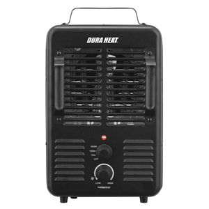 lot 2440 image: DURA HEAT EUH343 1,500-Watt-Max Portable Milkhouse-Style Heater and Fan with Thermostat and Anti-Freeze Setting, Black