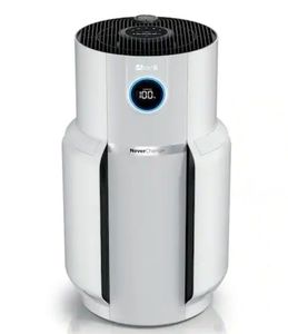 lot 2443 image: NeverChange 1400 sq. ft. HEPA Filter Tower Air Purifier and Cleaner in White w Odor Neutralization and Clean Sense Tech - Retail $319