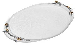 lot 4105 image: Fitz and Floyd Natures Greeting Glass Serve Decorative Tray, 14 x 9.75 x 1.25 Inch