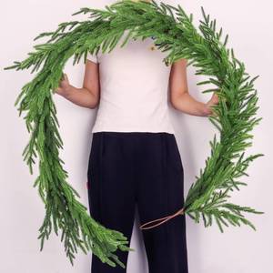 lot 4110 image: 6 FT Christmas Norfolk Pine Garland Real Touch Artificial Faux Greenery Pine Christmas Garland Decorations for Home Mantle Table Stairs Door Fireplace Indoor Outdoor Xmas Holiday Decor