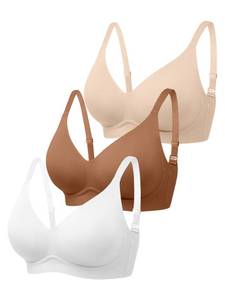 lot 4135 image: Jelly Bras for Women - Medium Seamless Wireless Padded Bralette with Support, Comfy Everyday T-Shirt Bra No Underwire 3 Pack