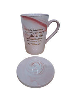 lot 4142 image: Mothers Day Gifts for Daughter in Law Gifts from Mother-In-Law, Daughter-in-Law Christmas Birthday Gift, 14Oz Pink Pink Ceramic Mug Set