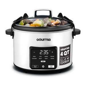 lot 4154 image: Gourmia 4.5 QT Programmable Slow Cooker 5 Presets  Keep Warm White