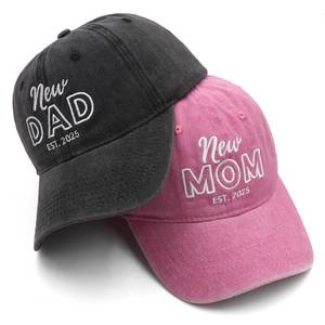 lot 9247 image: Mom and Dad Hats Est 2025 New Dad Gifts Embroidered Mom Dad Hats for Men Women Adjustable Baseball Cap