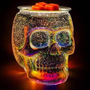 lot 9268 image: Wax Melt Warmer, Wax Warmer for Scented Wax with Light Bulb, Electric Skull Wax Burner