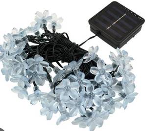 lot 9303 image: Solar Powered LED Cherry Blossom String Lights with Ground Stakes 3 Count
