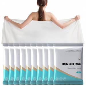 lot 9308 image: 10 Pack Disposable Bath Towels Large Size 27.5x55, Individually Sealed Travel Towel