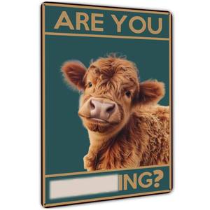 lot 9311 image: Funny Bathroom Decor Vintage Bathroom Cow Metal Tin Sign for Home 8 X 12 Inch