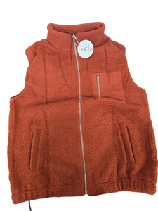 lot 984 image: Unisex Sherpa Fleece Vest in burnt orange, Size S