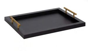 lot 2528 image: Halsey 12.50 in. W Rectangle Black Wood Decorative Tray
