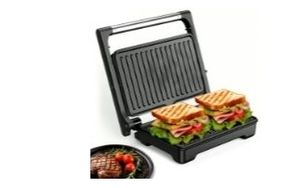 lot 2538 image: YASHE Panini Press Sandwich Maker 1200 W Sandwich Maker  2 Slice Stainless Steel Panini Press Grill  Non-Stick Sandwich Press Maker  180-Degree Opening (Not Working)